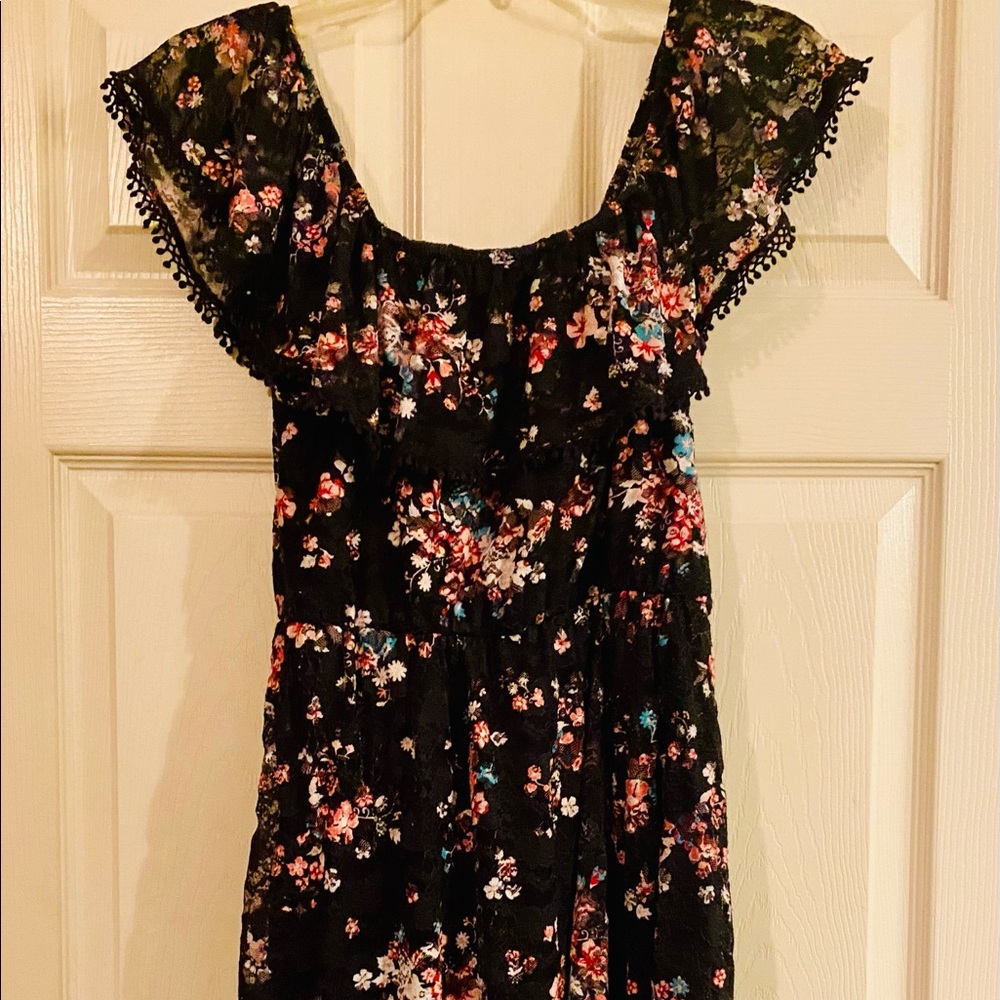 No Boundaries Black Floral Handkerchief  Dress